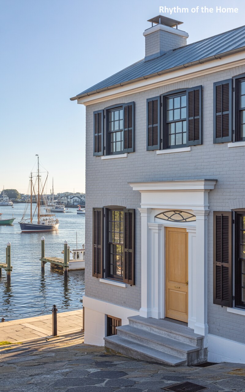 Gray Brick Waterfront Elegance on a Federal Home
