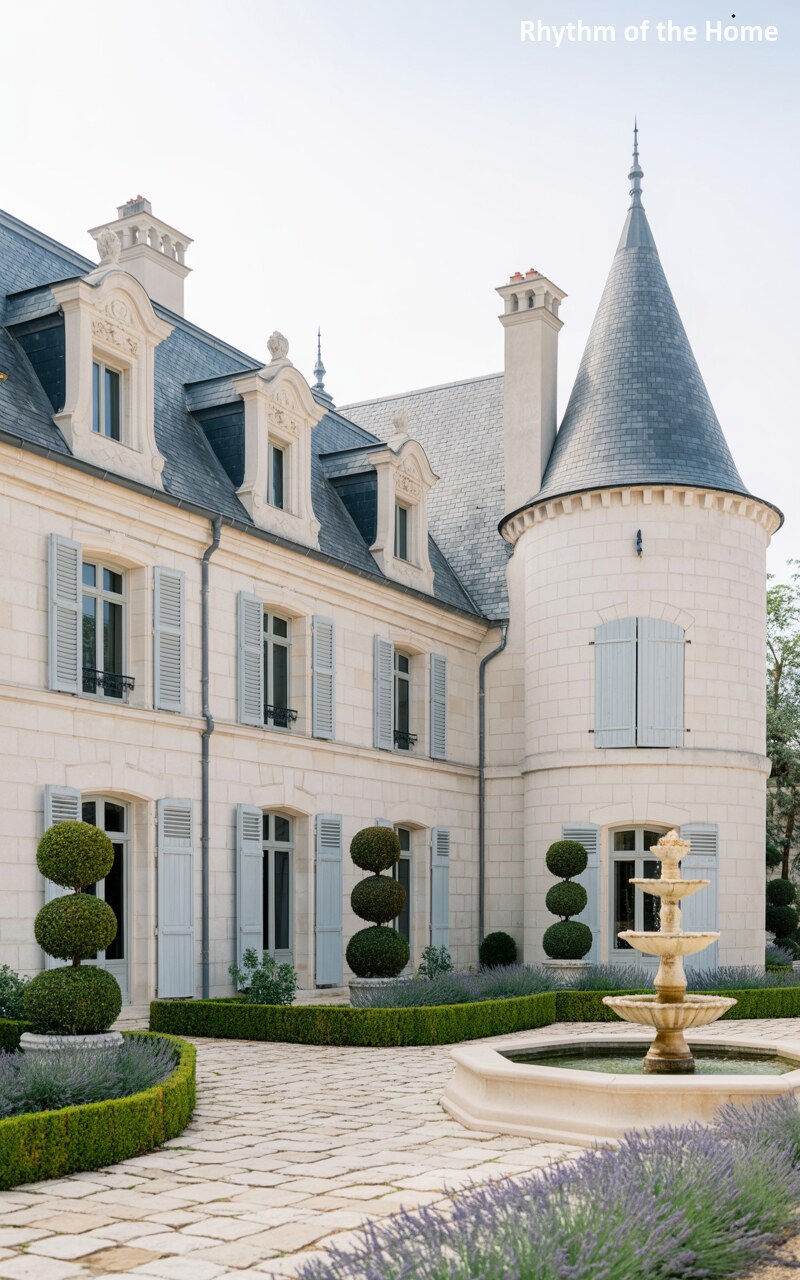 Round Tower and Topiaries of a Chateausque Home