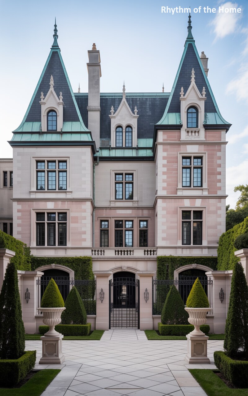 Green Copper Spired Chateausque Home