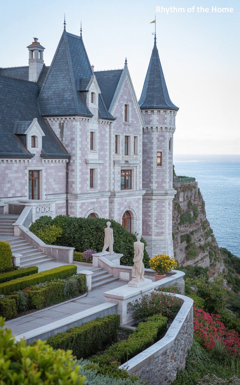 Unique Hues of a Coastal Chateausque Home