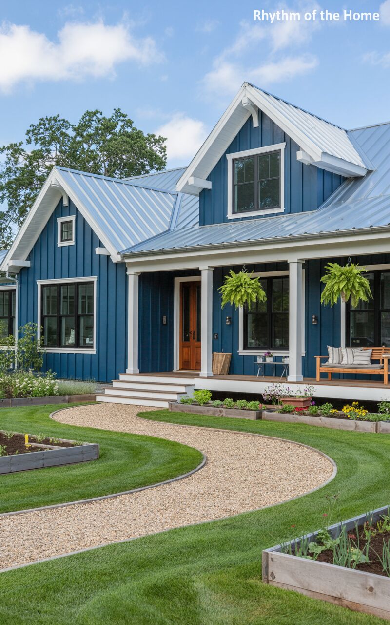 Vibrant Blue Homestead Ranch Home