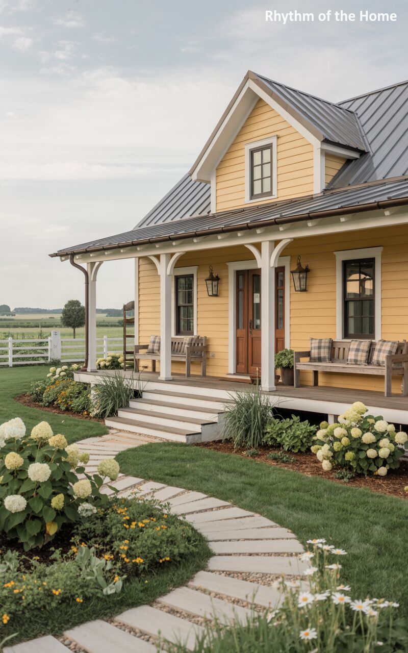 Sunny Yellow Gable Ranch Home