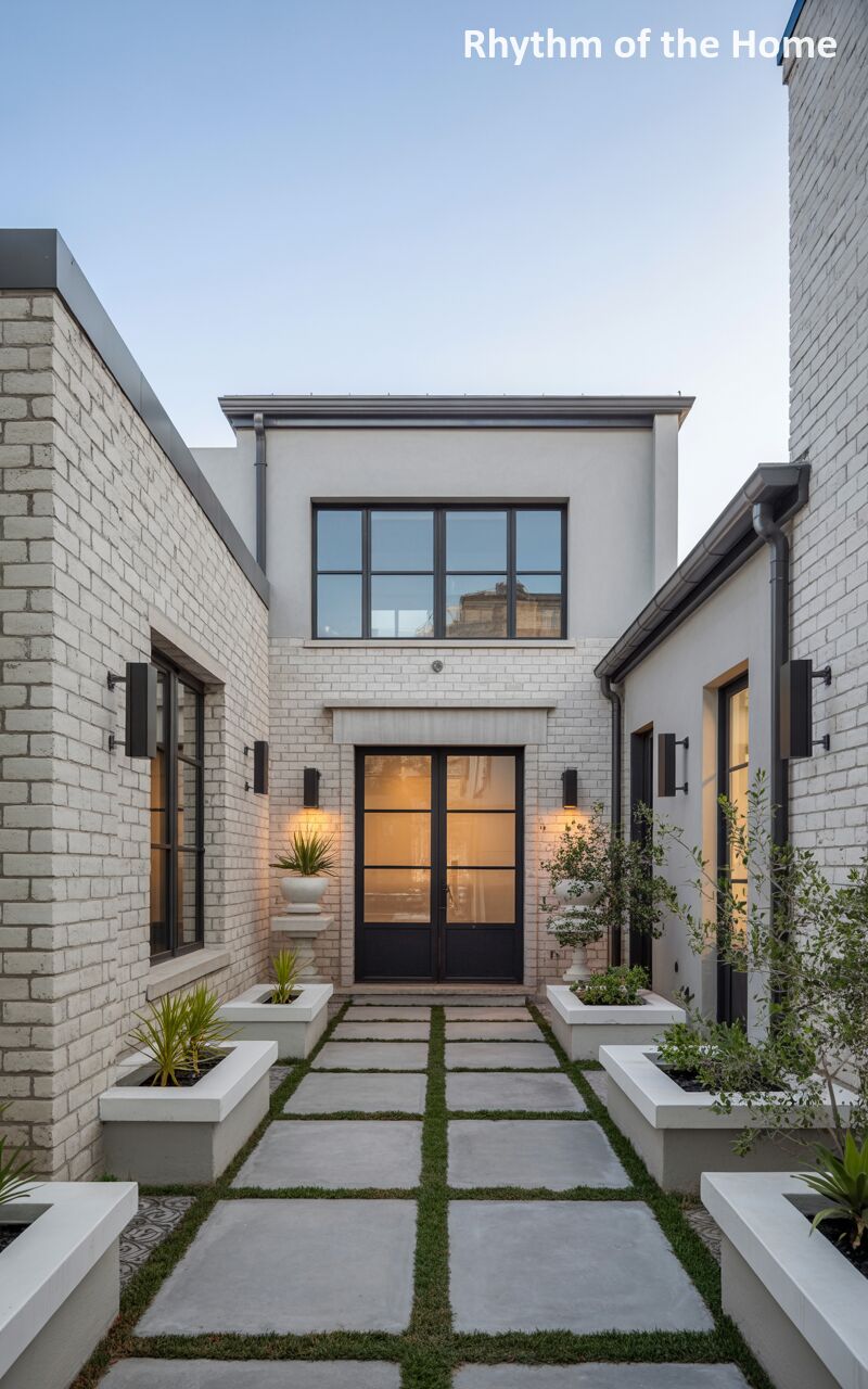 Contemporary Courtyard Brick Coach/Carriage Home
